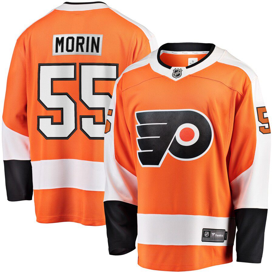 Men Philadelphia Flyers 55 Samuel Morin Fanatics Branded Orange Breakaway Player NHL Jersey